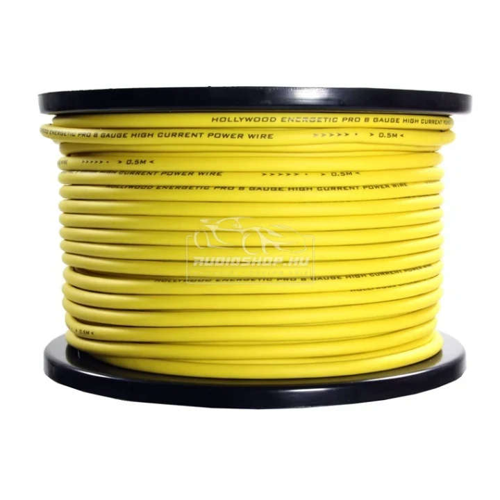 Hollywood Energetic PRO 9.6mm2  tápkábel, sárga