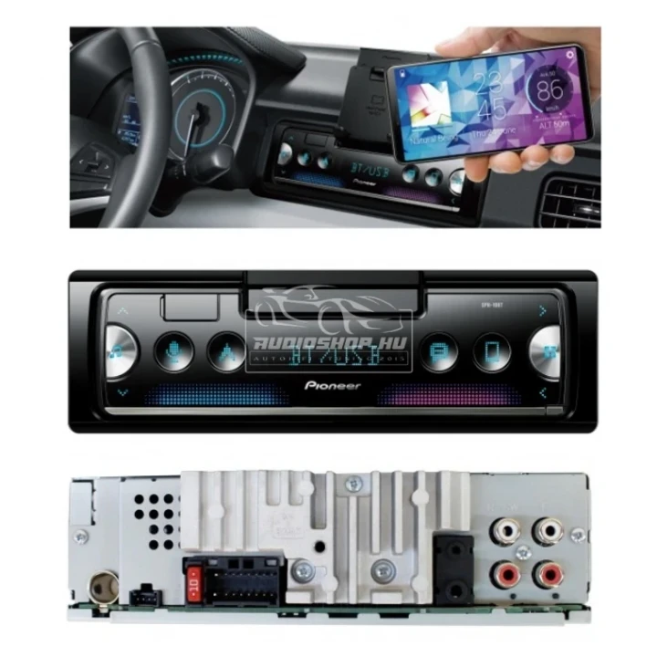 Pioneer SPH-10BT DELUXE Bluetooth Autórádió USB, Smartphone tartóval