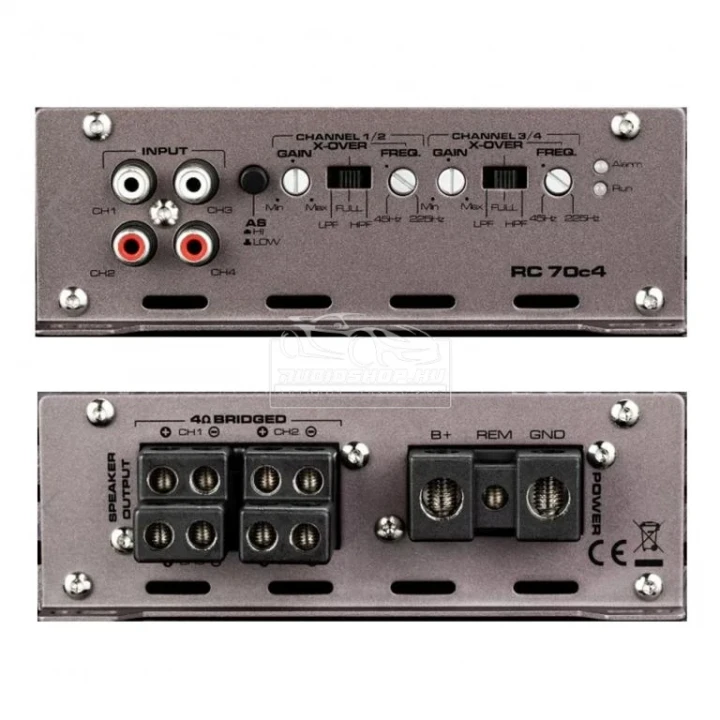 Gladen Audio RC 70c4 erősítő bekötési pontok, pótméterek