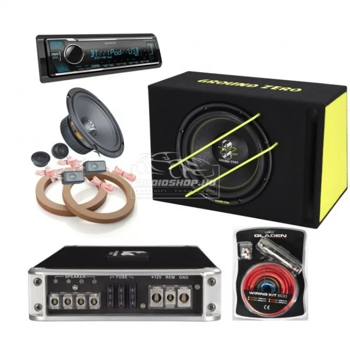 Autóhifi szett autórádióval 1000W, Ground Zero, Kicx, Kenwood, Gladen