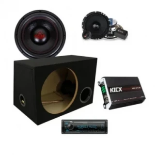 Kicx Autóhifi szett válogatás, 1000W csomag, Kenwood KMM-125 USB autórádió