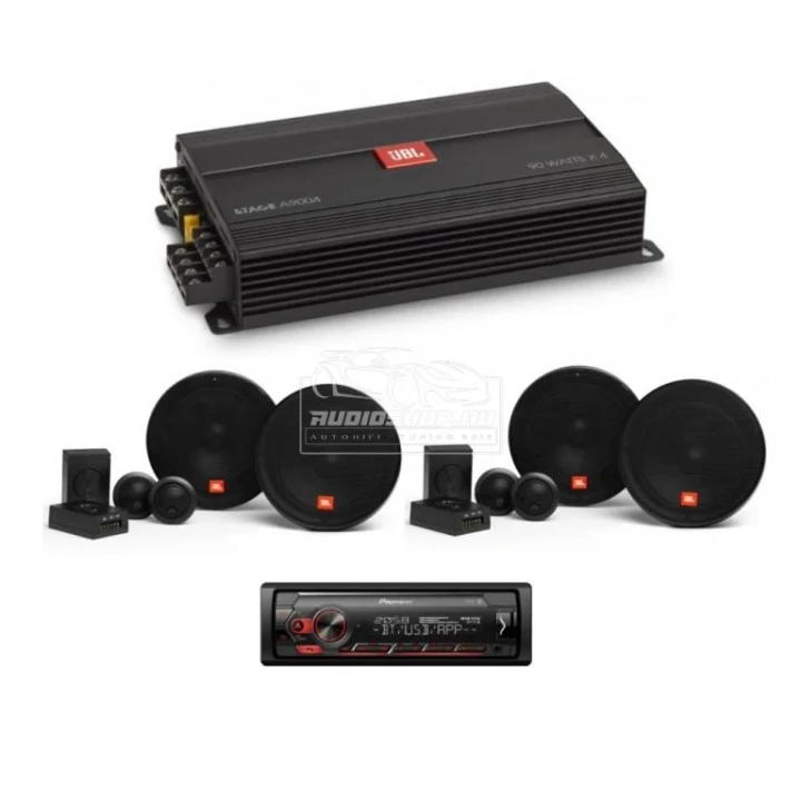 Autóhifi tuning audio szett JBL Stage2 összeállítás Pioneer MVH-S420BT autórádió