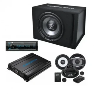 Autóhifi tuning audio szett Crunch és Ground Zero, Kenwood KMM-125 autórádióval