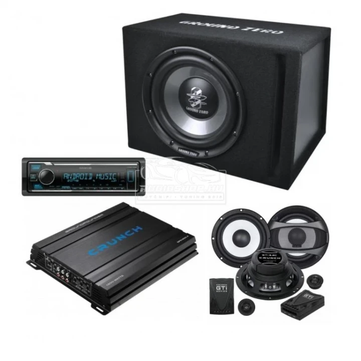 Autóhifi tuning audio szett Crunch és Ground Zero, Kenwood KMM-125 autórádióval