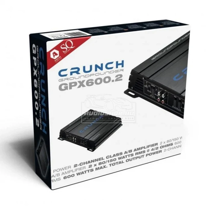Crunch GPX600.2 2 csatornás erősítő, 2X80W / 1X300W 4ohm