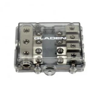 Gladen Audio FB4 Mini ANL biztosítékház tápelosztáshoz, 4 biztosítékos rendszerbe
