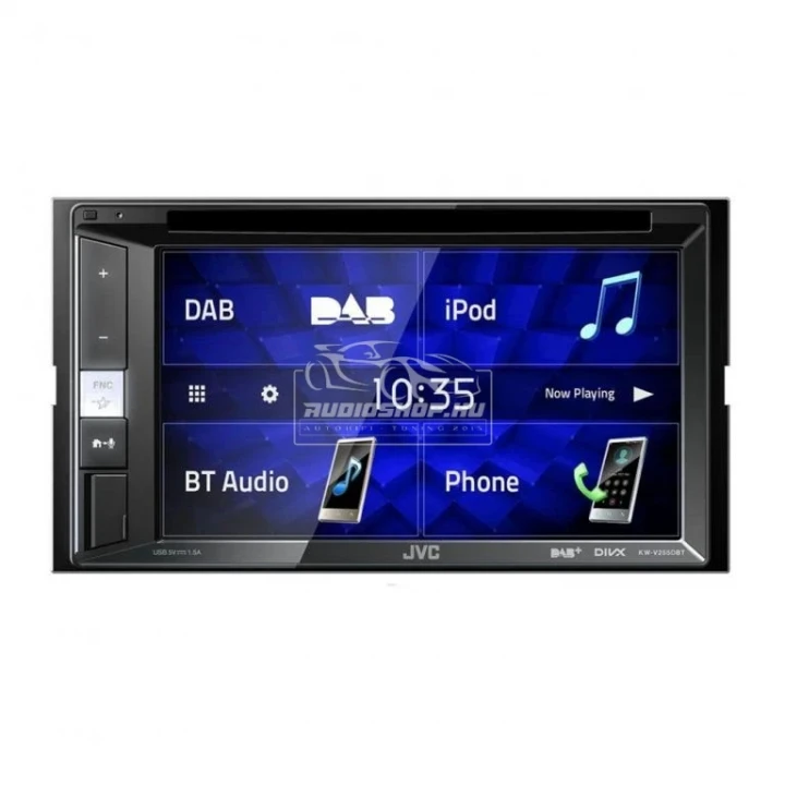 JVC KW-V255DBT 2 DIN autó-multimédia DVD lejátszó, BT, AV, 6 RCA, DSP 