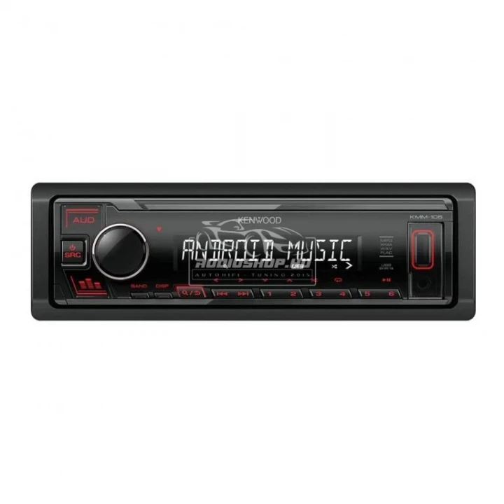 Kenwood KMM-105RY USB Autórádió, 4x50W Mosfet, Android zenelejátszás, FLAC/MP3/WMA lejátszás, LPF
