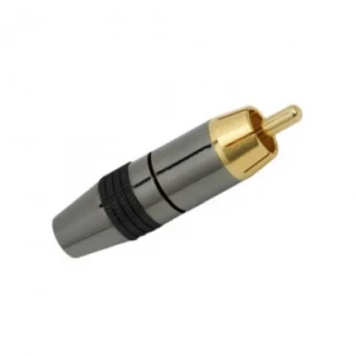 RCA dugó / aranyozott, max. 8 mm kábelhez - Fekete jelöléssel