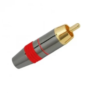 RCA dugó / aranyozott, max. 8 mm kábelhez - Piros jelöléssel