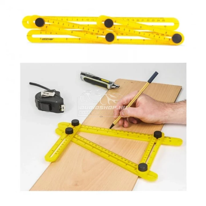 Műanyag négyoldalú vonalzó, szögmásoló 31cm