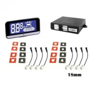 Parkolóradar első-hátsó, LCD kijelzővel Steelmate, fehér 18mm, süllyesztett PTS810V10W
