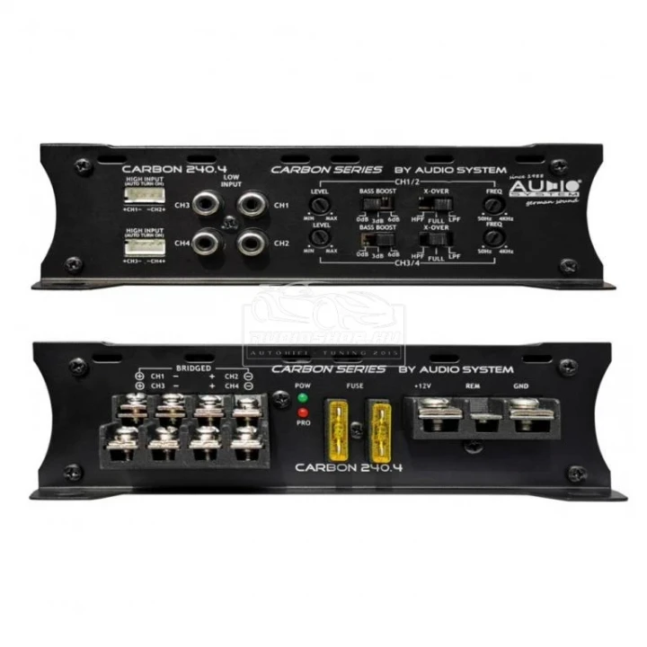 Audio System Carbon 240.4 , autós erősítő bekötési pontok és potméterek