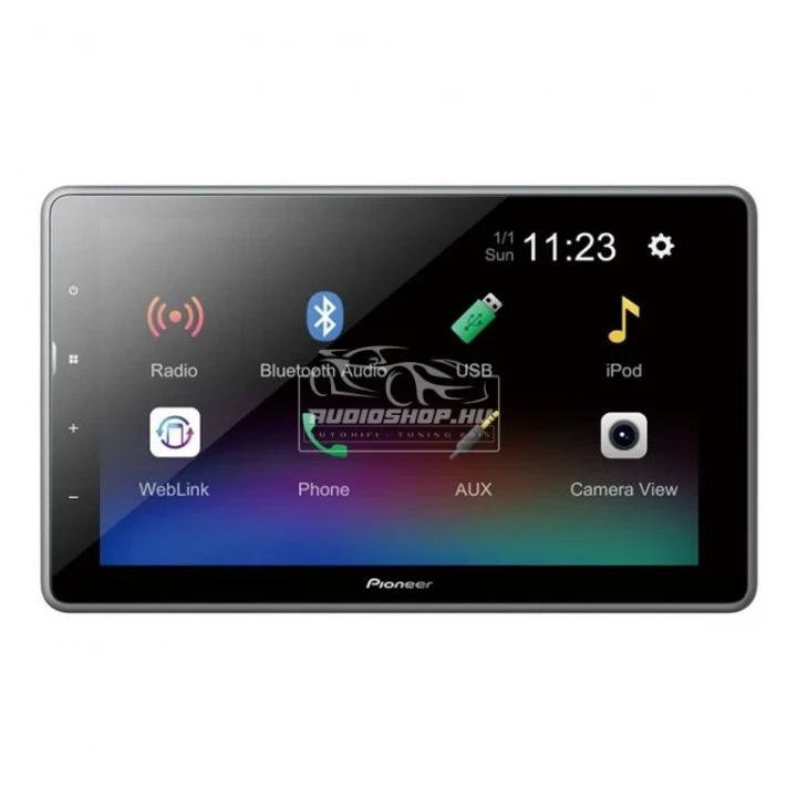 Pioneer DMH-AF555BT 9 col méretű kijelző, 2DIN Fejegység, WebLink funkcióval, 6 rca, Ipod / iPhone USB direkt, 4 x 50W