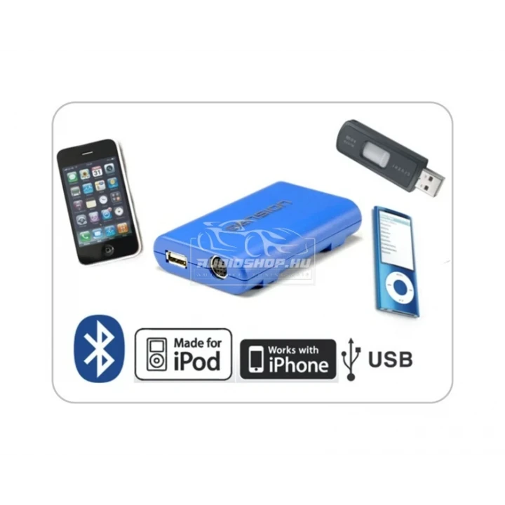 Dension Gateway Lite BT MKII iPod és USB interface Bluetooth kihangosítóval és A2DP zene lejátszással AUDI autókhoz (QuadLock)