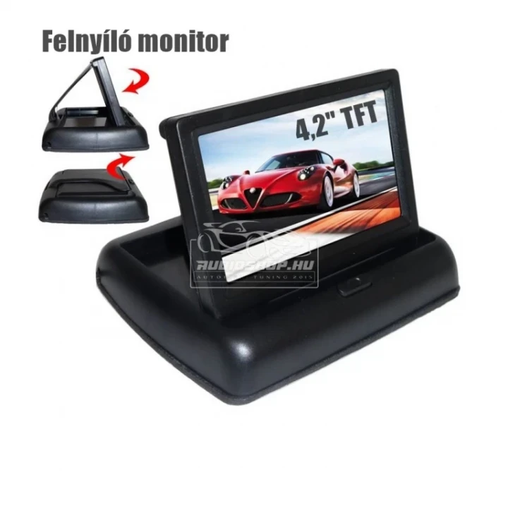 Autós felnyíló monitor, JVJ PZ-704 (4,3") TFT LCD kijelző
