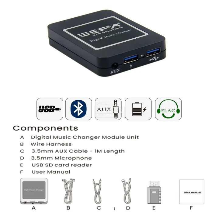 Wefa WF-606 Bluetooth, MP3, USB, AUX illesztő Suzuki, 14 Pin