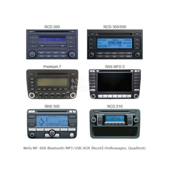 Wefa WF-606 Bluetooth, MP3, USB, AUX illesztő Volkswagen Quadlock