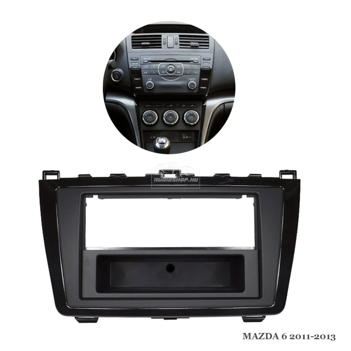 Mazda 6 2011-2013, 1, 2 DIN autórádió beszerelő keret, zongoralakk fekete