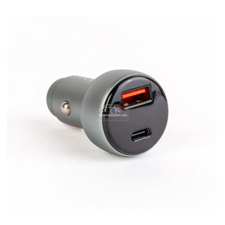 Autós szivargyújtó adapter Type-C PD és USB aljzattal, gyorstöltéssel – feszültségkijelzéssel – 48W MNC 55025B