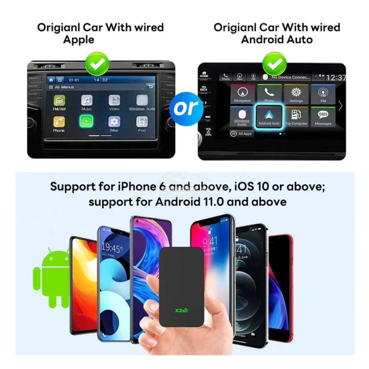 Vezeték nélküli Apple CarPlay és Android Auto adapter