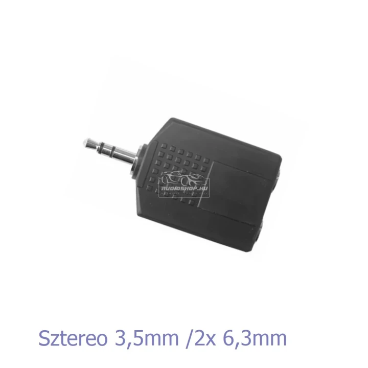 Sztereó jack dugó 3,5mm - 2x 6,3mm sztereó jack aljzat