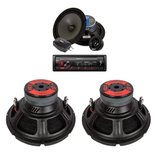 Kicx GT 12M 1000W dupla mélynyomó szett Pioneer MVH-S320BT autórádióval